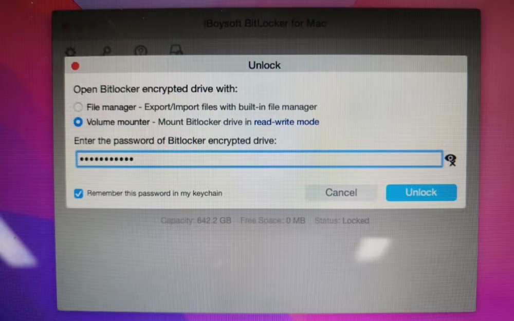 Enter password to unlock my BitLocker drive