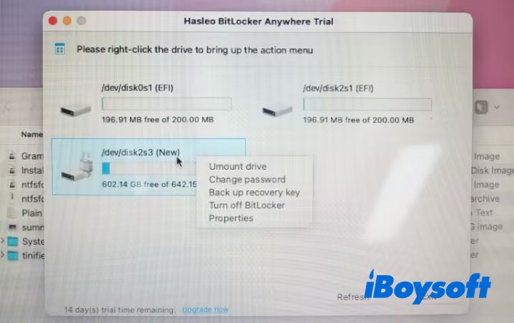 Successfully mount my BitLocker drive on Hasleo