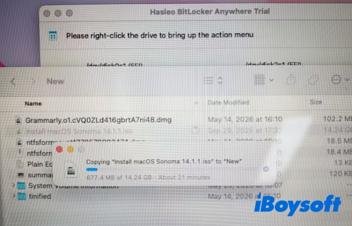 Transfer iso disk image file from Mac to BitLocker drive
