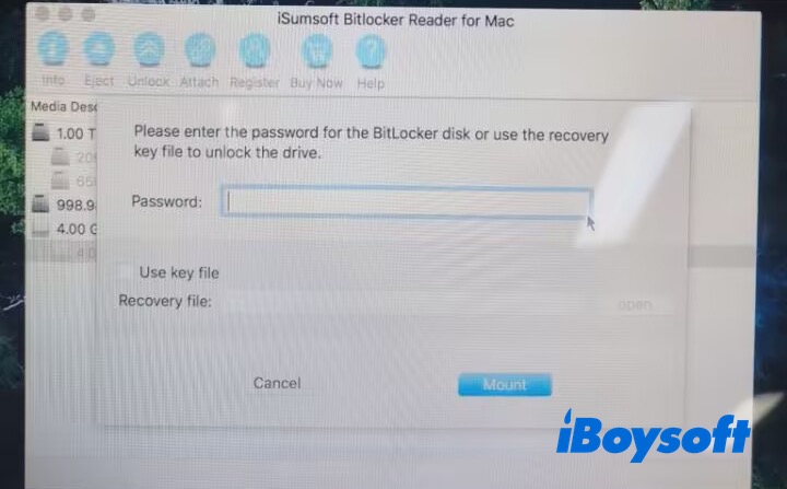Enter password to unlock BitLocker drive in iSumsoft