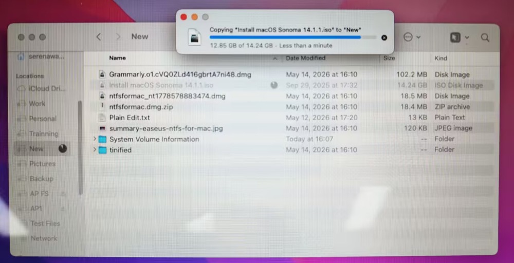 Copying ISO disk image file from my mac to BitLocker drive