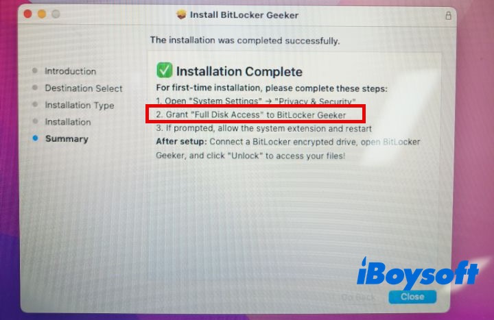 grant full disk access to UUByte BitLocker Geeker