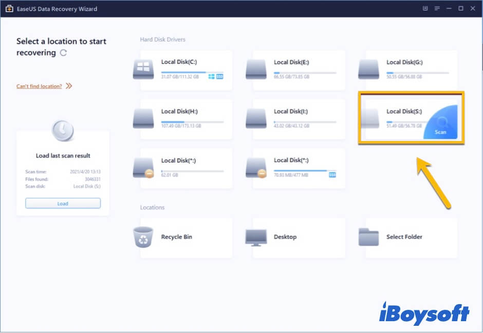 EaseUS hard drive recovery