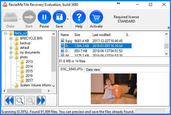 ReclaiMe ReFS recovery