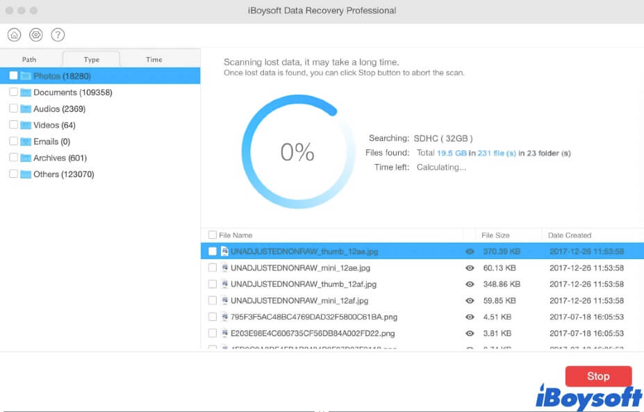 recover SDHC card with iBoysoft recovery software