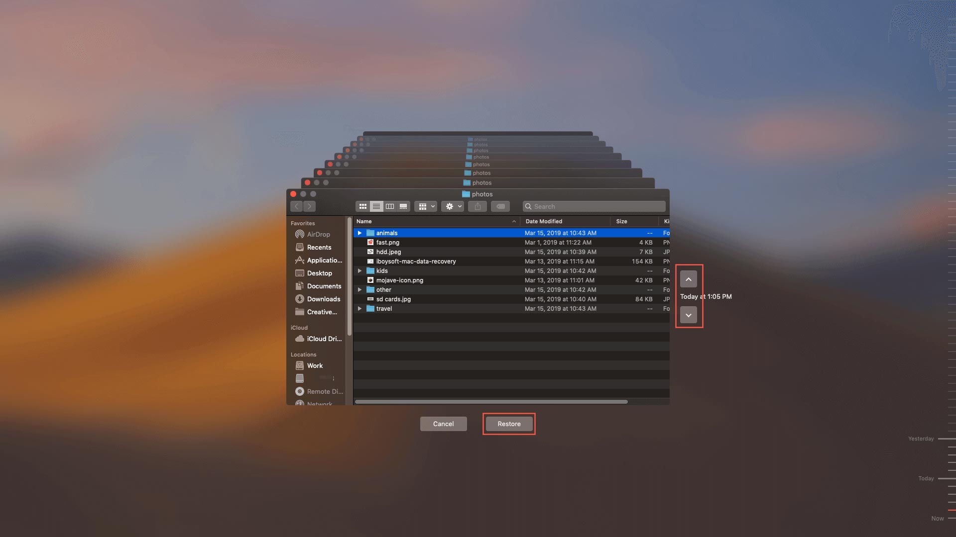 restore files with Time Machine backup
