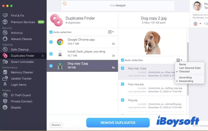 MacKeeper Duplicate File Finder