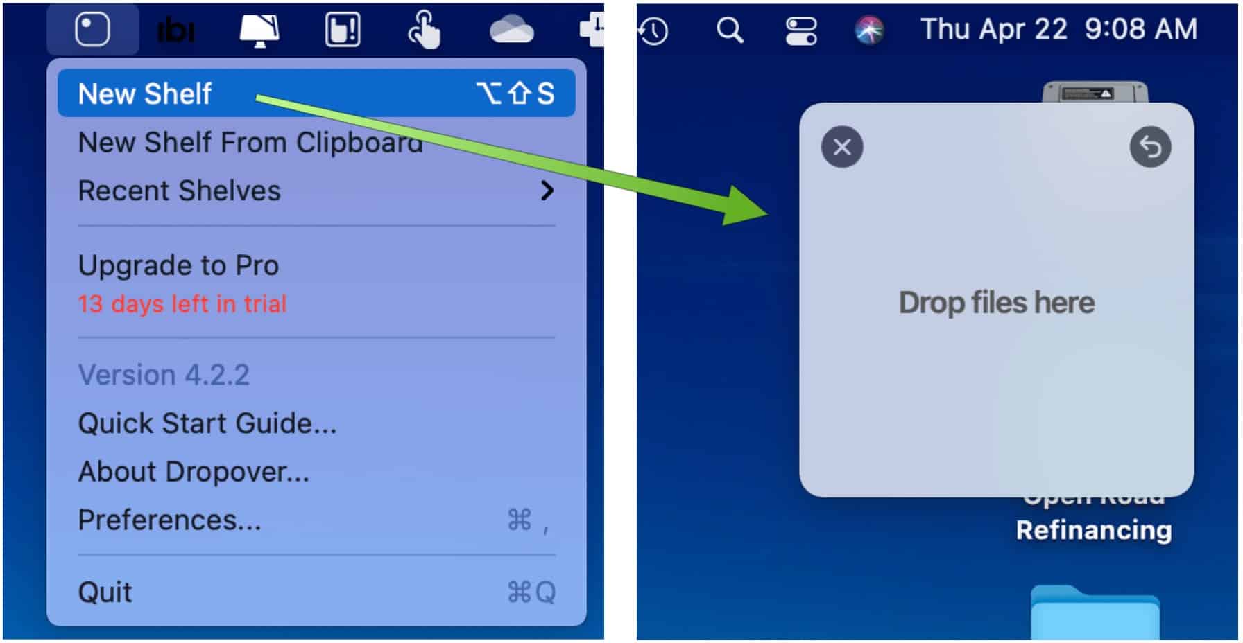 the interface of Dropbox Mac file manager