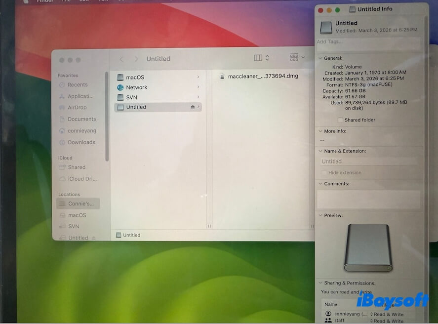 read write to NTFS drive with Mounty