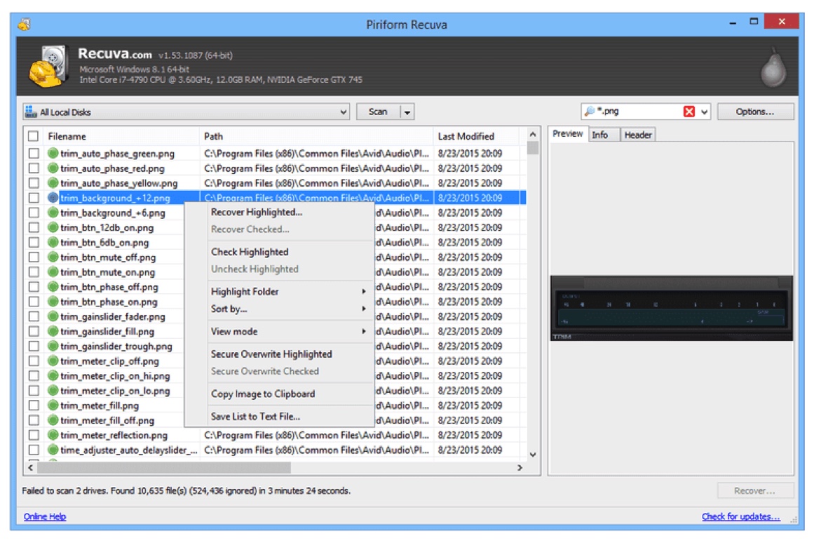 Recuva SD card recovery