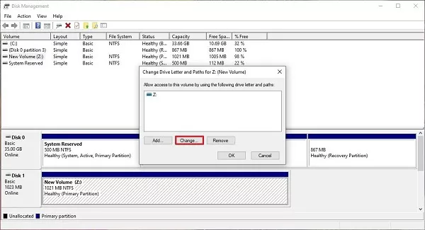 Assign a new drive letter to the SD card