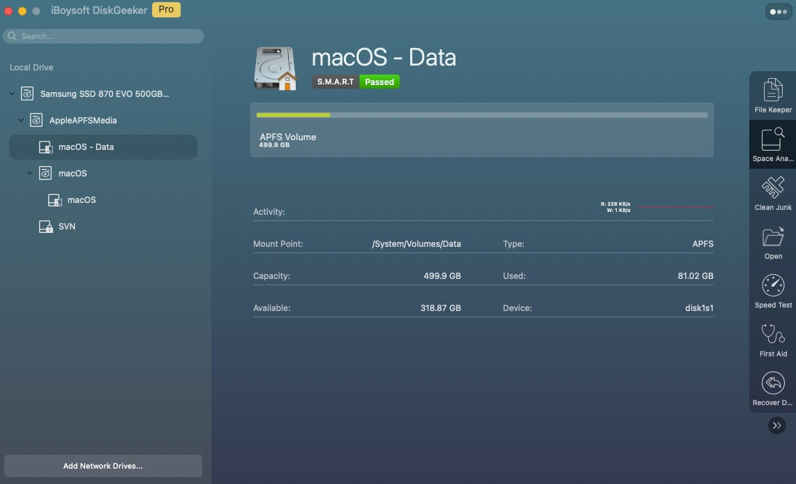 Space analyze on iBoysoft DiskGeeker