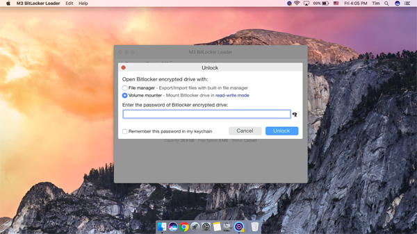 Öffnen Sie BitLocker verschlüsselte Festplatte auf Mac