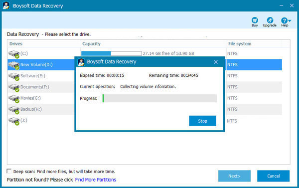 Select the drive and click Next to start scanning